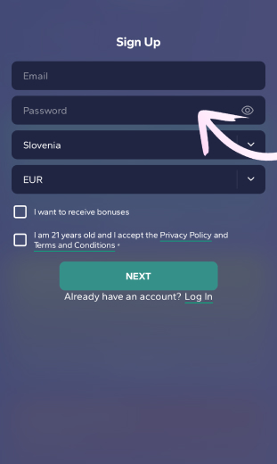 aplikacija izpolni polja za registracijo